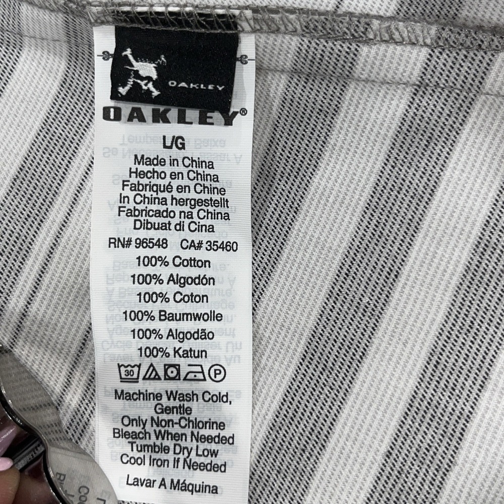 Oakley Mens Gray Moto Biker Chore Jacket Zip Front Logo Snap Cuffs Sz Large - Picture 8 of 16